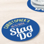 Människans märke Do Underlägg Papper Rund<br><div class="desc">Att fira en Stag Do. Designad för någon som har en "Stag Do"! Ett papper underlägg med datumet för party. Underlägg Gör papper. Lägg till namn för den person vars party det är. Underlägg Gör papper.</div>