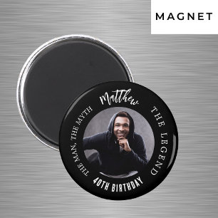 Människans mytlegend, svart, vit födelsedag magnet