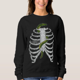 Människans revbensburkarikatur med grön orm Hallow T Shirt