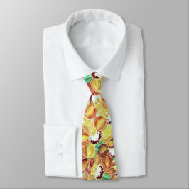 Människans Tie - Orange & Gult Orchids. Slips