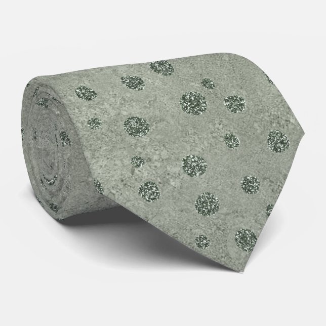 Människans Tie Sage Grönt Velvet Färg med Glitter Slips (Rullad)