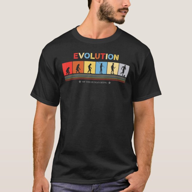 Människans utveckling Retro 70-talets fotbollsspel T Shirt (Framsida)