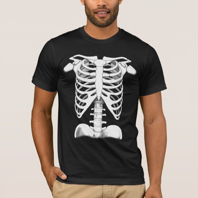 Människaskelett beklär och drar tillbaka tee shirt (Framsida)