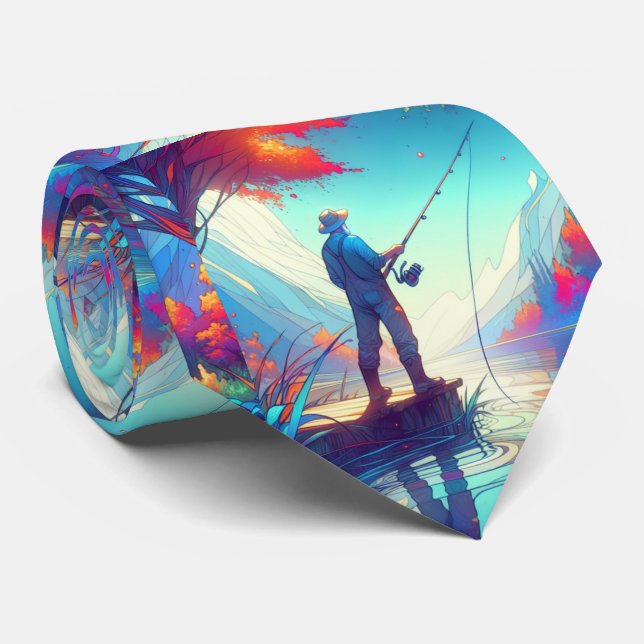 Människfiske som står på pir slips (Rullad)