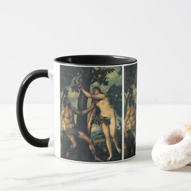 Människofallet; Adam och Eva av Titian Mugg (Med munk)