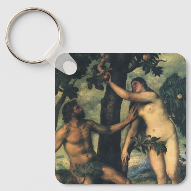 Människofallet; Adam och Eva av Titian Nyckelring (Framsida)
