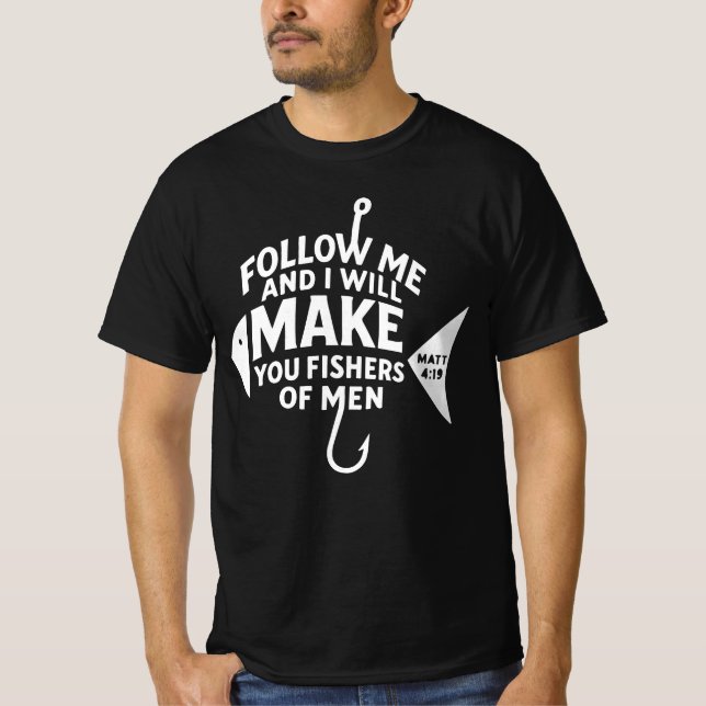 "Människofiskare" Matt 4:19 Bibelvers T Shirt (Framsida)