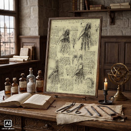 Människohandens anatomi av Leonardo da Vinci Poster