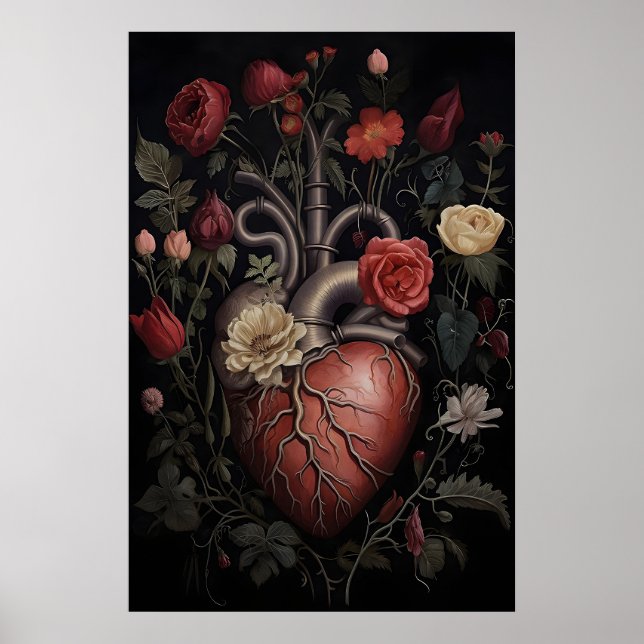 Människohjärta med blommönster, Alla hjärtans hjär Poster (Framsidan)