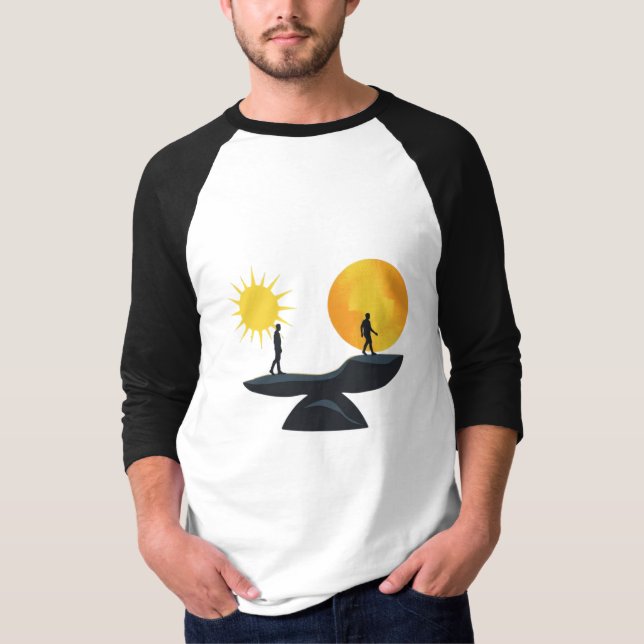 Människoliv Resa Balans Minimalistisk Illustration T Shirt (Framsida)
