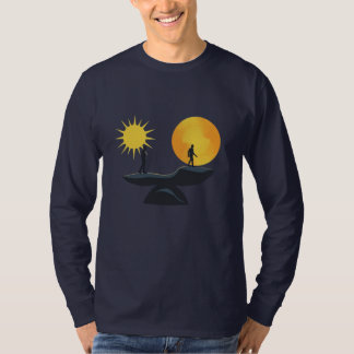 Människolivets Resa Balans Minimalistisk Illustrat T Shirt