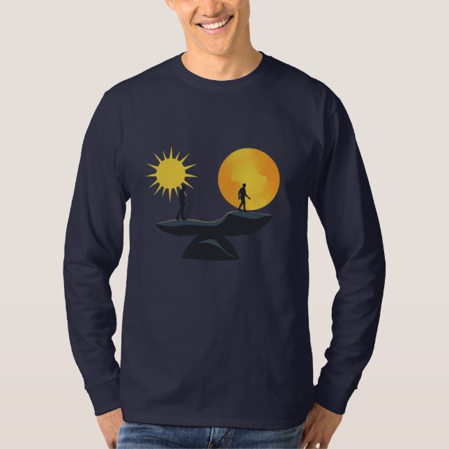 Människolivets Resa Balans Minimalistisk Illustrat T Shirt (Framsida)