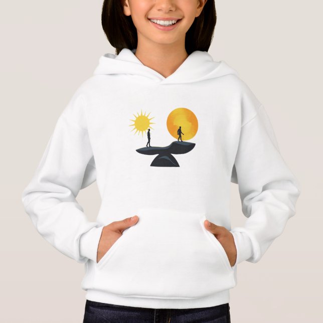 Människolivets Resa Balans Minimalistisk Illustrat T Shirt (Framsida)