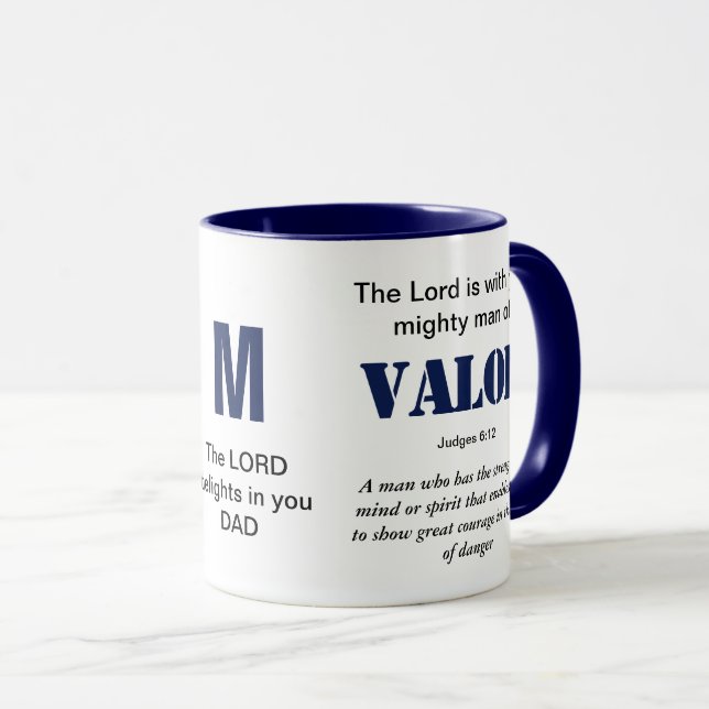MÄNNISKOR AV VALOR Christian Blue Monogram Mugg (Framsida höger)