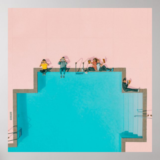 Människor bredvid bassäng illustration poster (Framsidan)