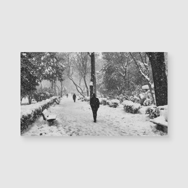 Människor i parken på en snöig vinterdag (Framsida)