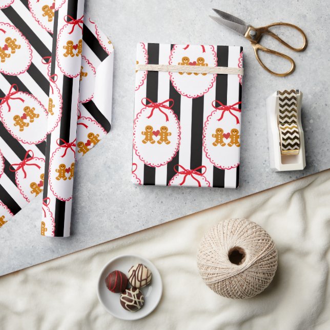 Människor i pepparkaksgos Inpackningspapper  Presentpapper (Hantverk)