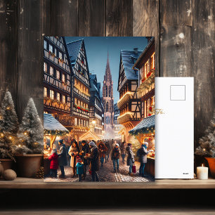 Människor i Strasbourg, Frankrike Julmarknaden Helg Vykort