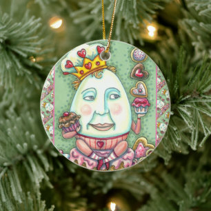 MÄNNISKOR KUNG AV HJÄRTOR OCH KONFEKTIONER, VALENT JULGRANSPRYDNAD KERAMIK
