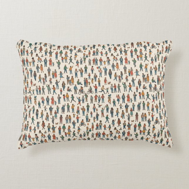Människor Mönster Prydnadskudde (Framsidan)