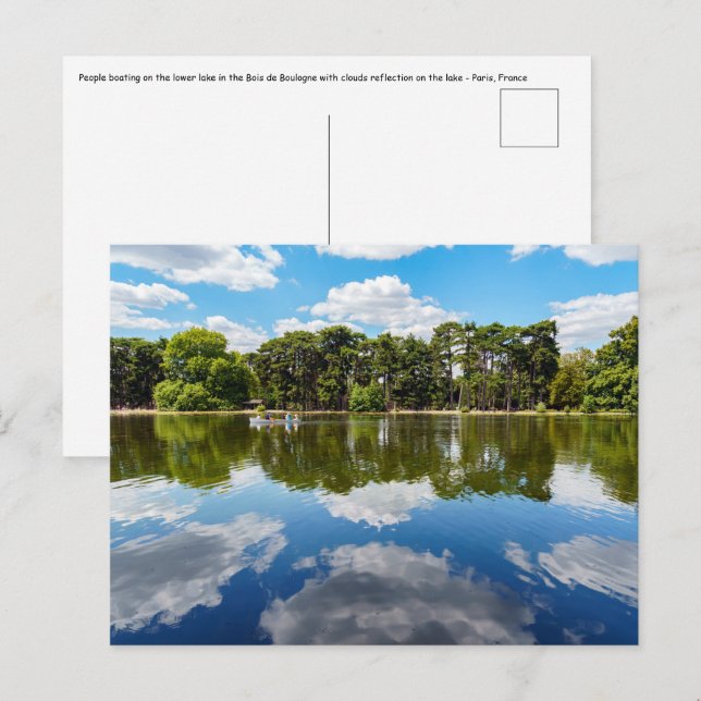 Människor som åker båt vid Bois de Boulogne - Pari Vykort (Fram/baksida)