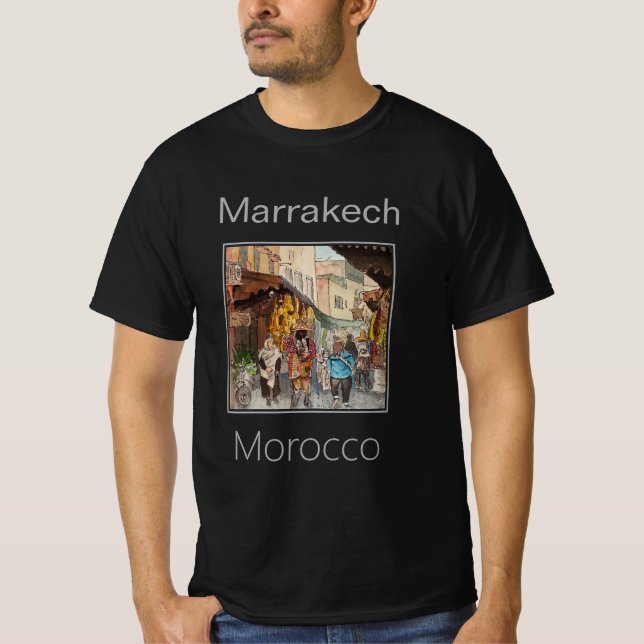 Människor som går på en gatumarknad Marrakech Maro T Shirt (Framsida)