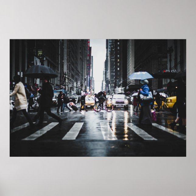 MÄNNISKOR SOM RÖR PEDESTRIAN LANE I STREET POSTER (Framsidan)