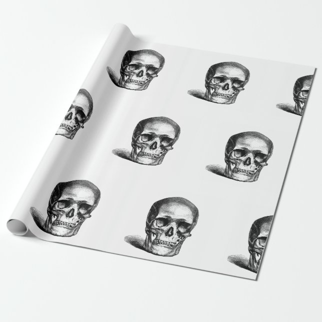 MÄNNISKOSKALLAR halloween INPACKNINGSPAPPER Presentpapper (Utrullad)