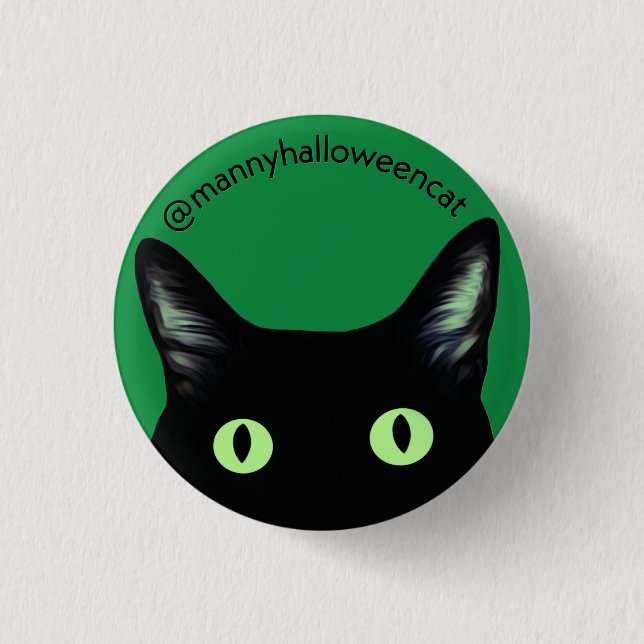 Manny Halloween Cat Button Knapp (Framsida)