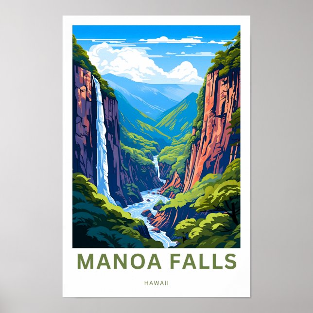 Manoa Falls Hawaii Travel Skriv ut Poster (Framsidan)