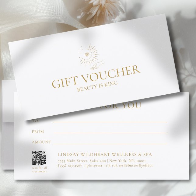 Månöga Hand Stjärnor Salong Vit Presentkort (Moon Eye Hand Stars Salon White Gift Certificate
)