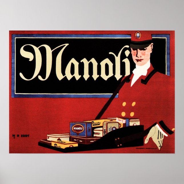 MANOLI Cigars Hans Rudi Erdt German Sachplakat Poster (Framsidan)