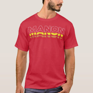 Manon Förnamn Rolig Vintage Solnedgång Manon rolig T Shirt