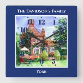 Manor House Heslington York England Blue Fyrkantig Klocka