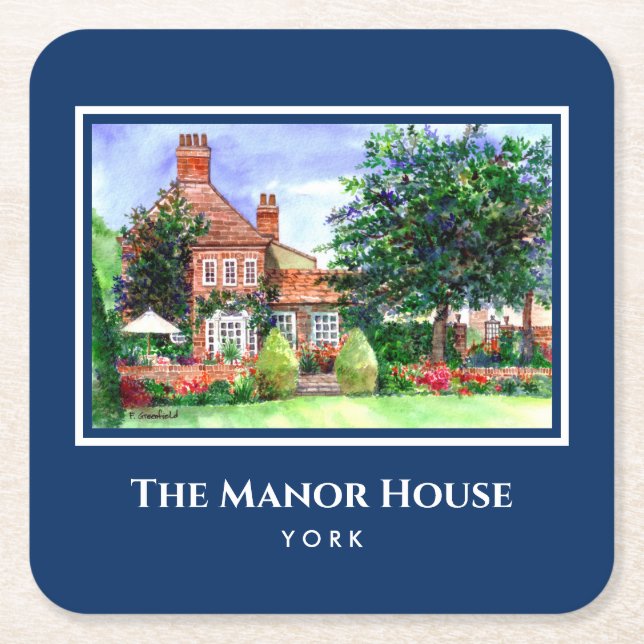 Manor House York England Land Garden Underlägg Papper Kvadrat (Framsidan)