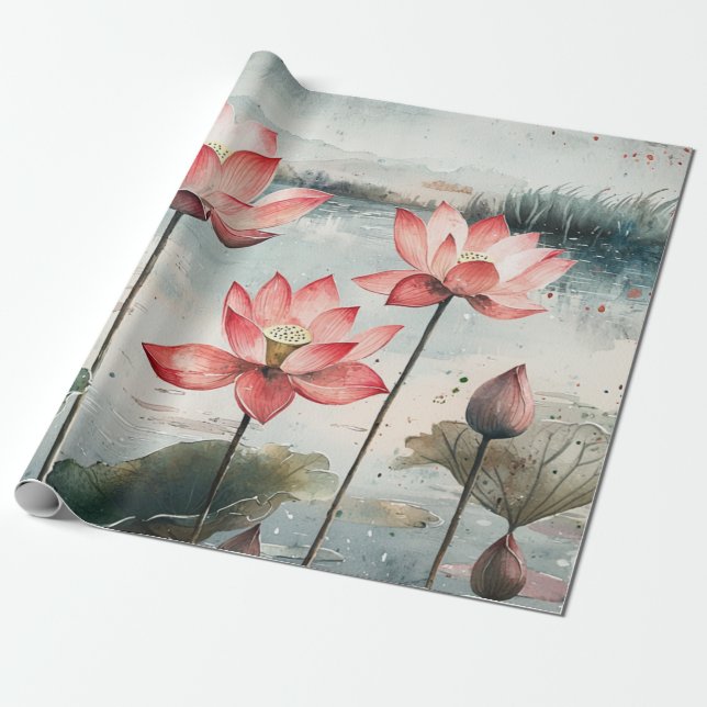 Månpisk Lotus Lake (7) Presentpapper (Utrullad)