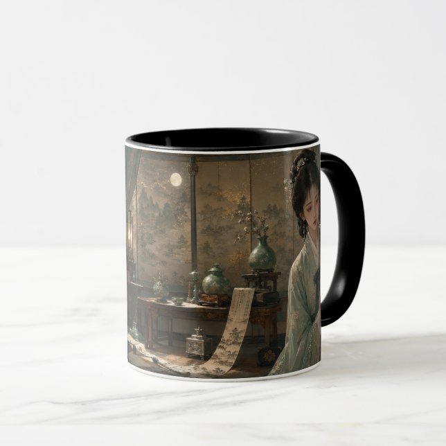 Månpiskad Hanbok Flickakunst Mugg (Framsida höger)