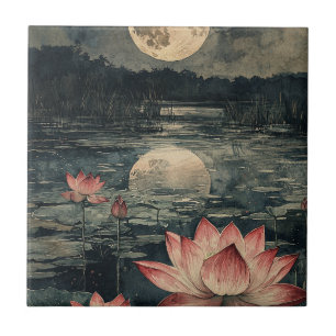 Månpiskad Lotus-sjö (4) Kakelplatta