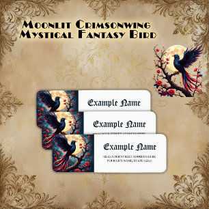 Månpraktfull Crimsonwing – Mystisk Fantasifågel. Returadress Etikett