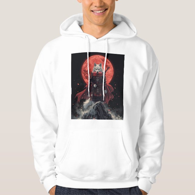 Månröda varg Ronin Hoodie (Framsida)