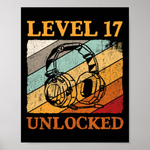 Mäns 17-årsdag Pojkar Videospelet Nivå 17 Upplåst Poster