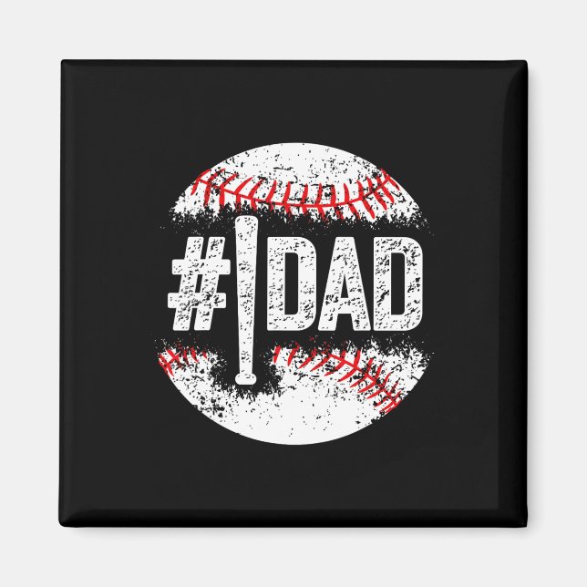 Mans 1 Pappa Baseball Nummer Ett Pappa Son Basebal Magnet (Framsidan)