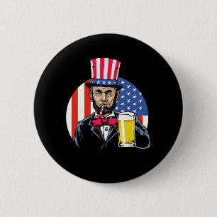Mans Abe Lincoln Dricker Öl Rolig 4:e Juli Knapp