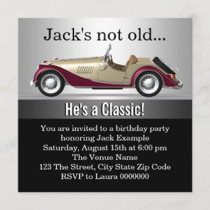 Mans Antikbil Födelsedagsfest Inbjudningar