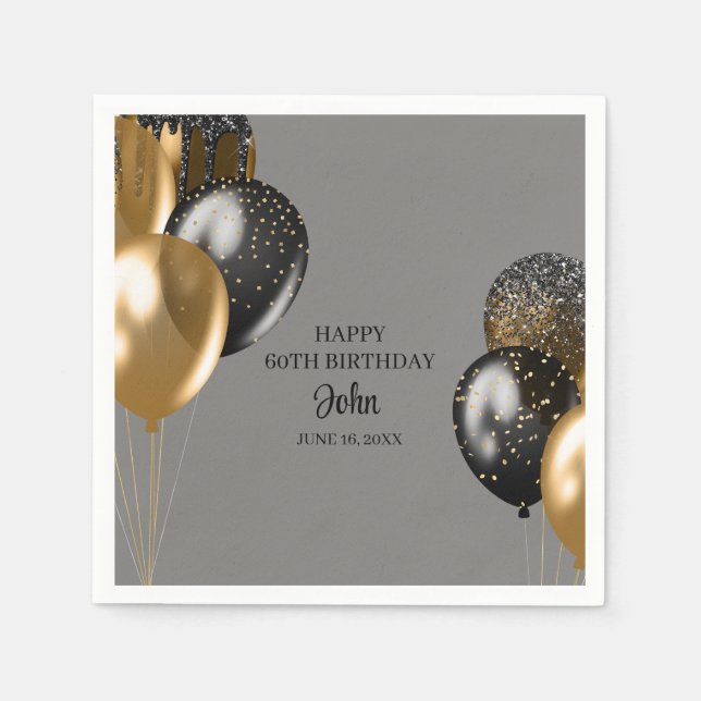Mans Ballonger Födelsedag  Pappersservett (Framsidan)
