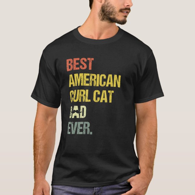 Mäns Bästa American Curl Kattpappa T Shirt (Framsida)