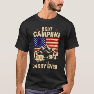 Mäns bästa camping Pappa någonsin amerikansk flagg T Shirt