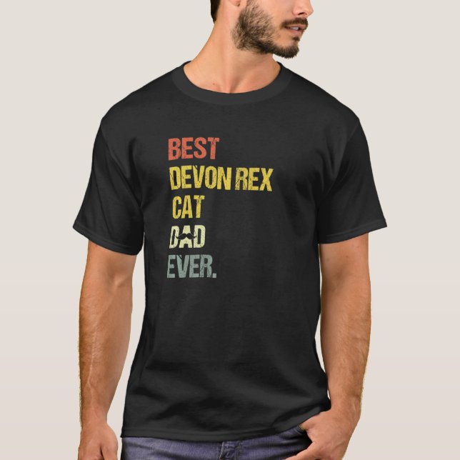 Mäns bästa Devon Rex kattpappa katt T Shirt (Framsida)