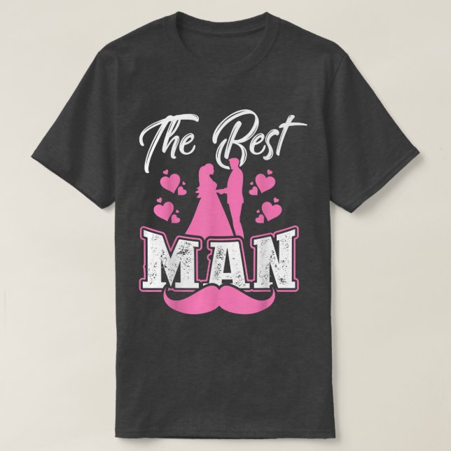 Mans Bästa Man Brudgum Bröllop T Shirt (Design framsida)