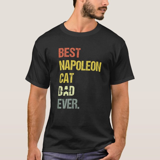 Mäns Bästa Napoleon Kattpappa Katt T Shirt (Framsida)